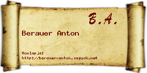 Berauer Anton névjegykártya